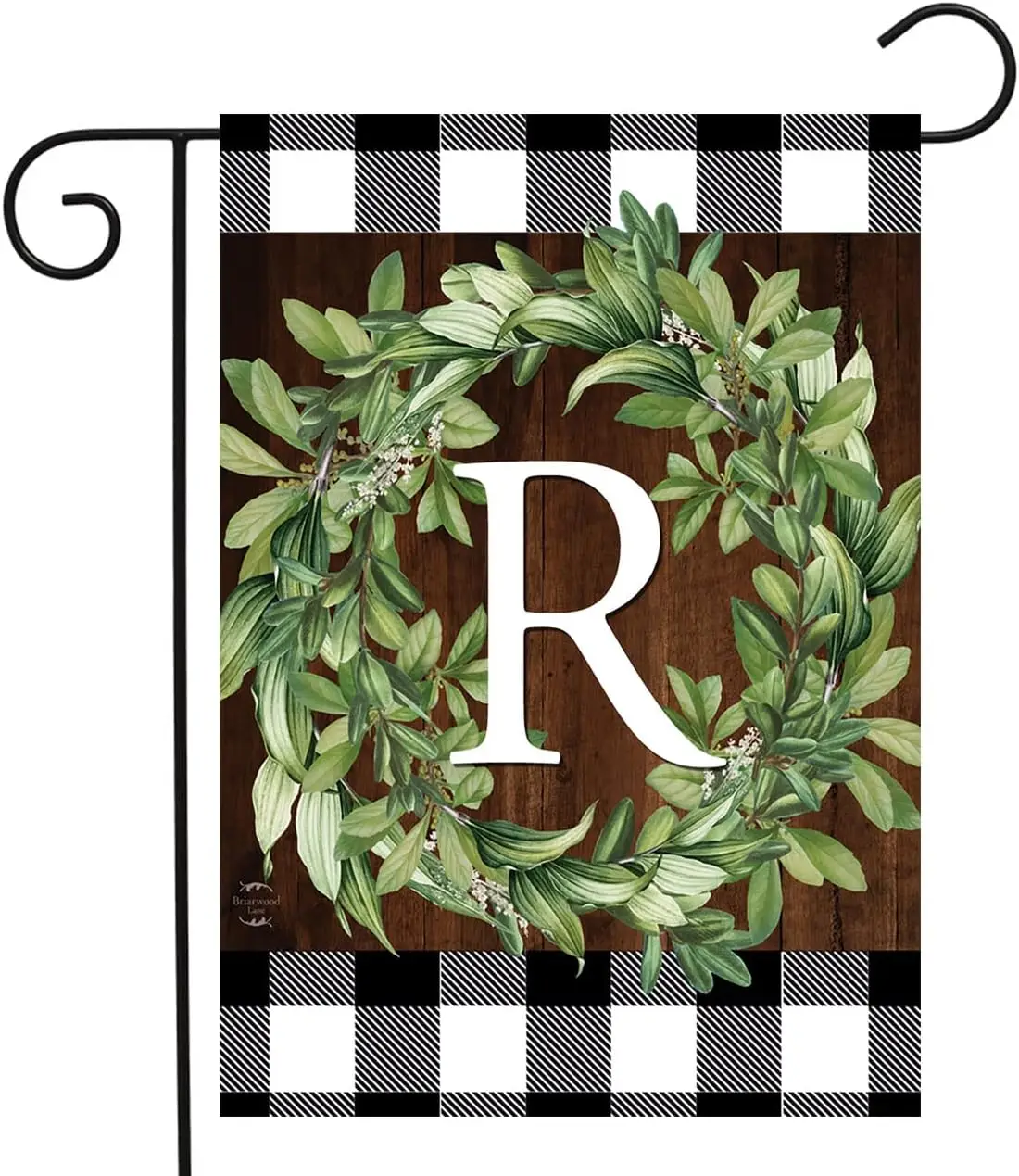 Briarwood Lane Wreath Monogram R Garden Flag Everyday 12.5 x 18