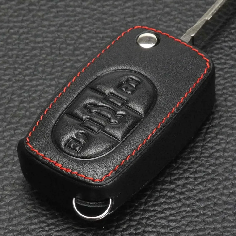 jingyuqin Car Key fob Cover Leather Case for Audi A2 A3 A4 A6 A8 TT for VW Passat Jetta Golf Beetle 3BTN Flip Folding Protect