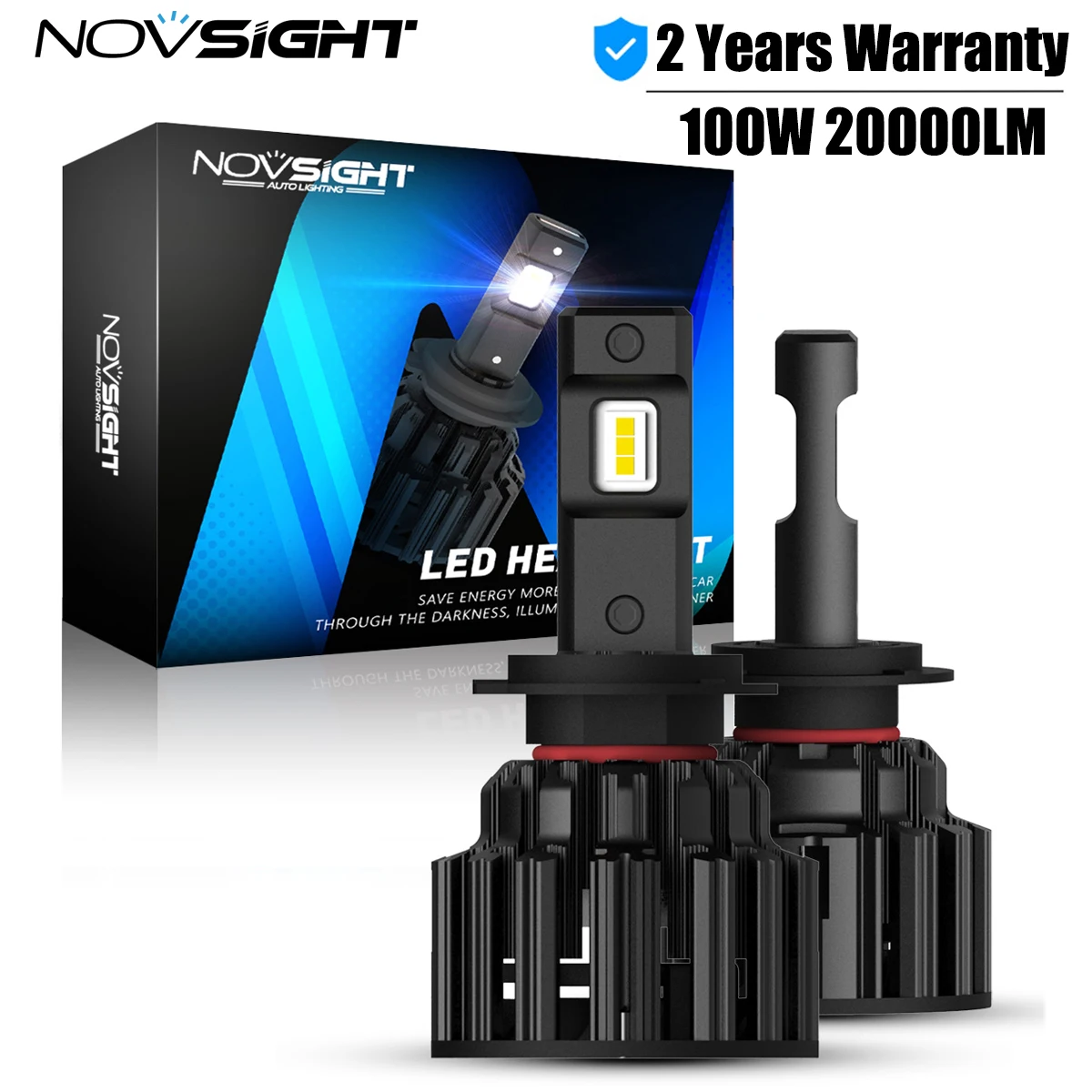 NOVSIGHT Led Car Headlight Bulb H7 H4 H11 H8 H9 9005 9006 Decoder Car Light 100W 20000LM/90W 15000LM 6000K White Car Accessories