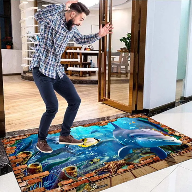 3D Simulated Pavement Ocean Living Room Carpet Room Floor Mat Carpet for Living Room Gift Rug Carpet Room Decor Play Mats Carpet