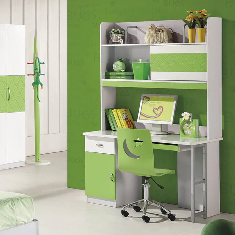 Popular New Design Mdf Cute Matte Green Color Single Bed Kids Bedroom Furniture