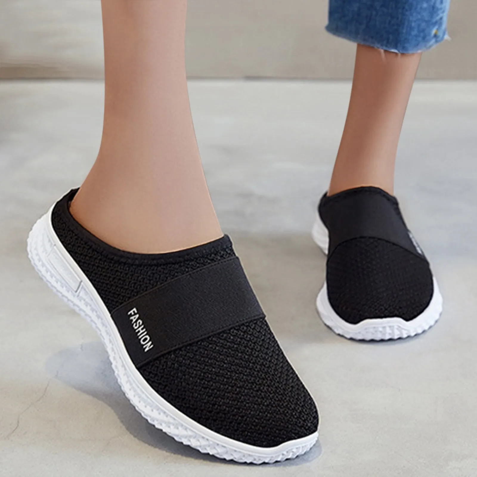 Women Walking Shoes Air Cushion Slip-On Orthopedic Diabetic Ladies Platform Mules Mesh Lightweight Slipper Wedge Female Sneaker