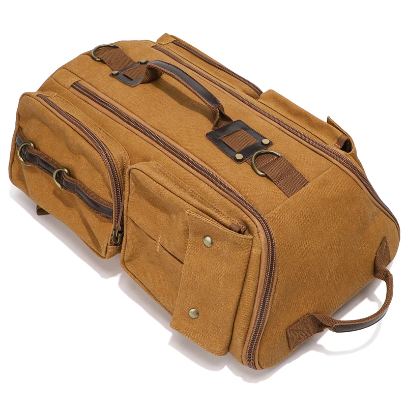 Men's Waxed Canvas Travel Backpack 16 inch Laptop Bag Waterproof Large Capacity Carry-On Travel Backpack for Men Women
