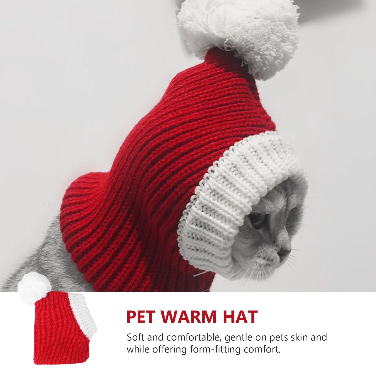 

Pet Warm Woolen Christmas Hat Winter Headdress Red Size Xs for Dog Puppy Soft Comfortable Photo Prop Party Wear