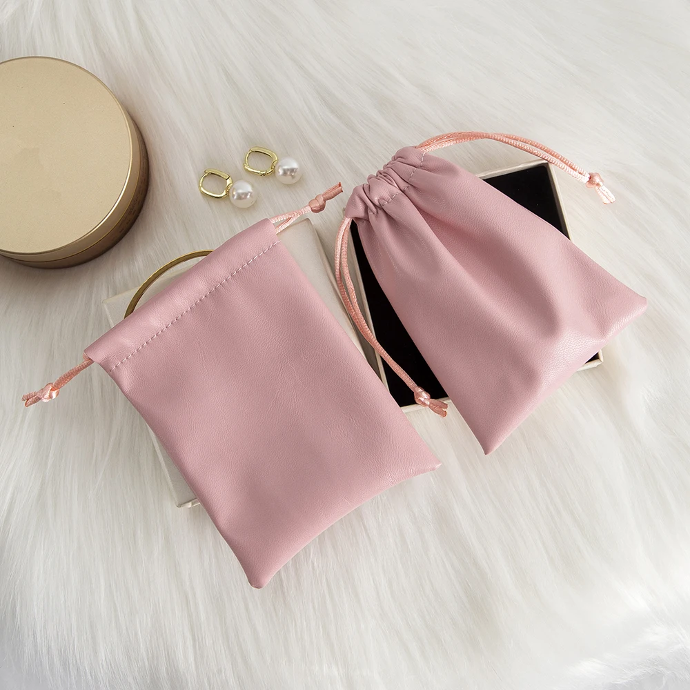 10 Stück PU-Leder rosa Schmuckbeutel Ring Ohrring Armband Kordelzug Beutel Gefälligkeiten tragbare Reise Seife Süßigkeiten Aufbewahrungstasche – Detail 7
