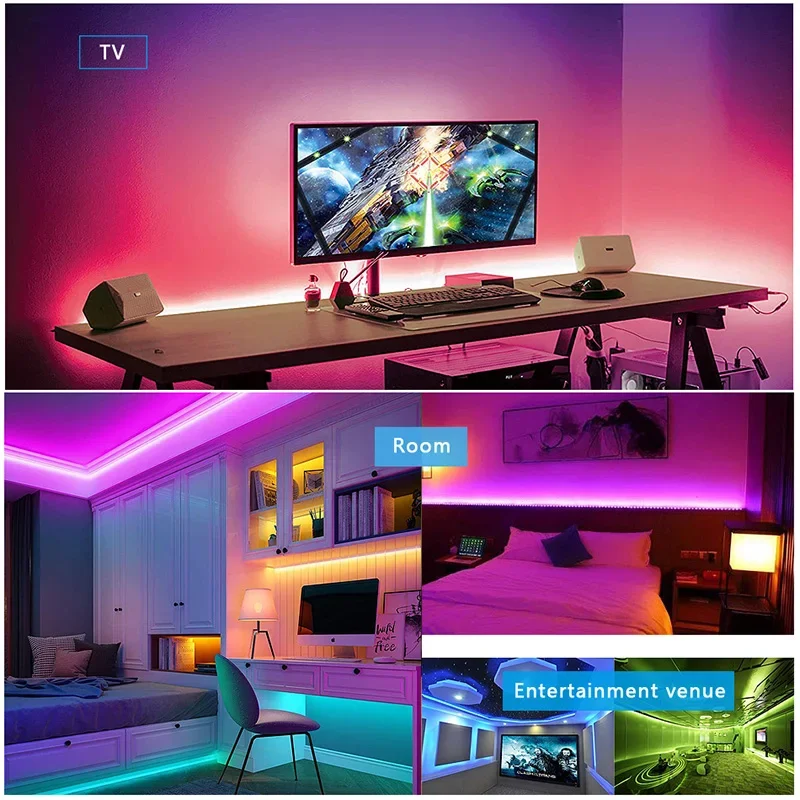 WiFi LED z Bluetooth diody na wstążce 20M RGB 5050/3825 SMD elastyczna wstążka wodoodporna lampka LED RGB 5M 10M taśma dioda DC 12V sterowanie