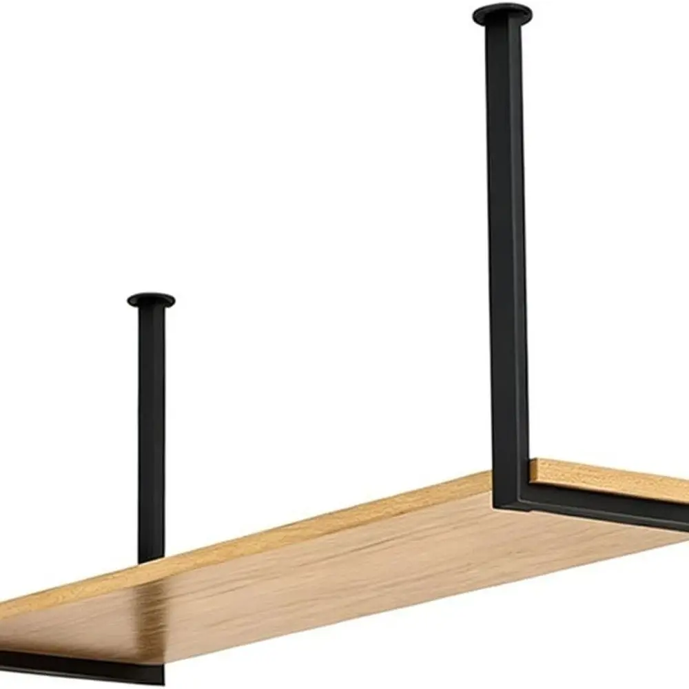 

One-Tier Wooden Floating Shelf, Kitchen Rack & Hanging Wine Holder, 100x30x80cm