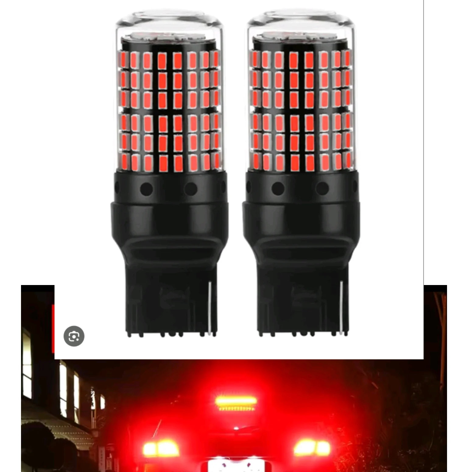 2X Red 7440 T20 LED 144SMD Canbus Car Backup Lamp Brake Parking Tail Light Bulbs