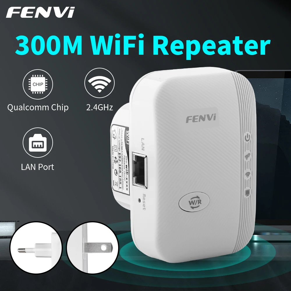 FENVI 300Mbps Wieless Repeater WiFi Extender Amplifier 802.11N WPS Long Range Expander WiFi Booster Wireless Wi-Fi Repeater