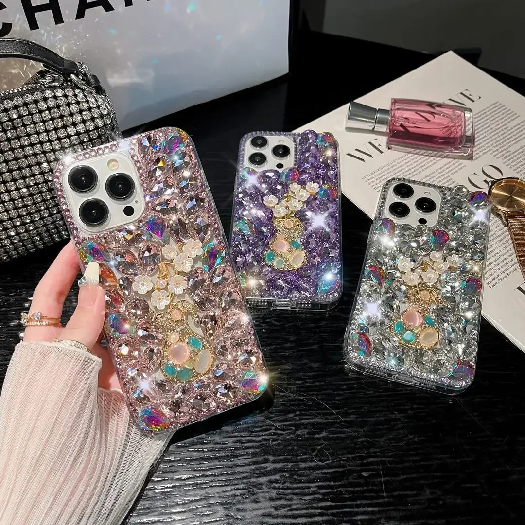 

Diamond Cover with Crystal Telefon for iPhone, Luxurious, 15, 14, 13, 12, 16 Pro, 16Plus, Max, XR