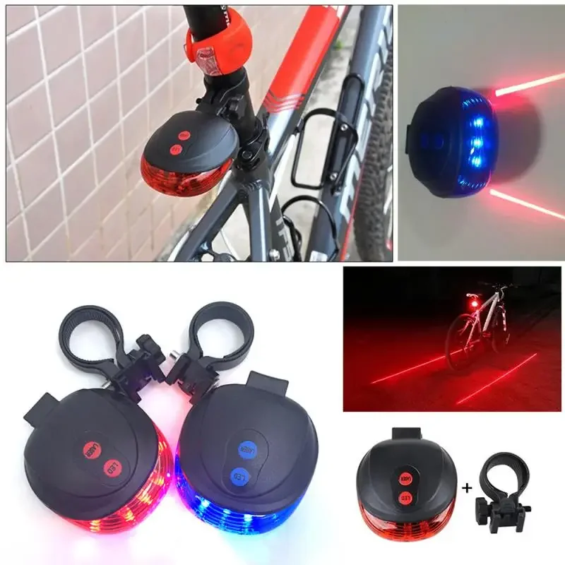 Bicycle Taillight 5 LED 2 Laser Rear Light Bicycle High Visibility Bike Lamp Lantern Safety Warning Bike Lighting Велоаксессуары