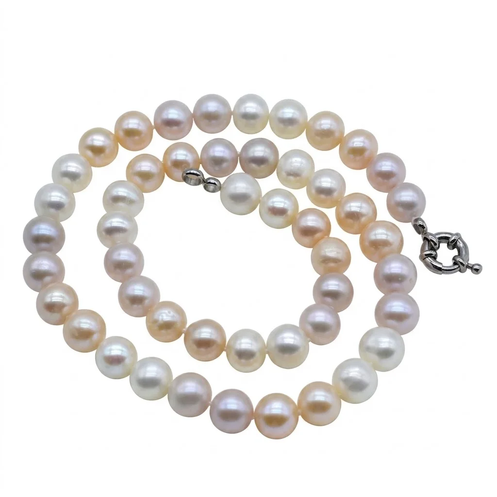AAAA Grade 9mm Real Natural Freshwater Pearl Necklace Round Multi-Color Pink Peach White Pearl Choker Fine Jewelry Gift for Wome