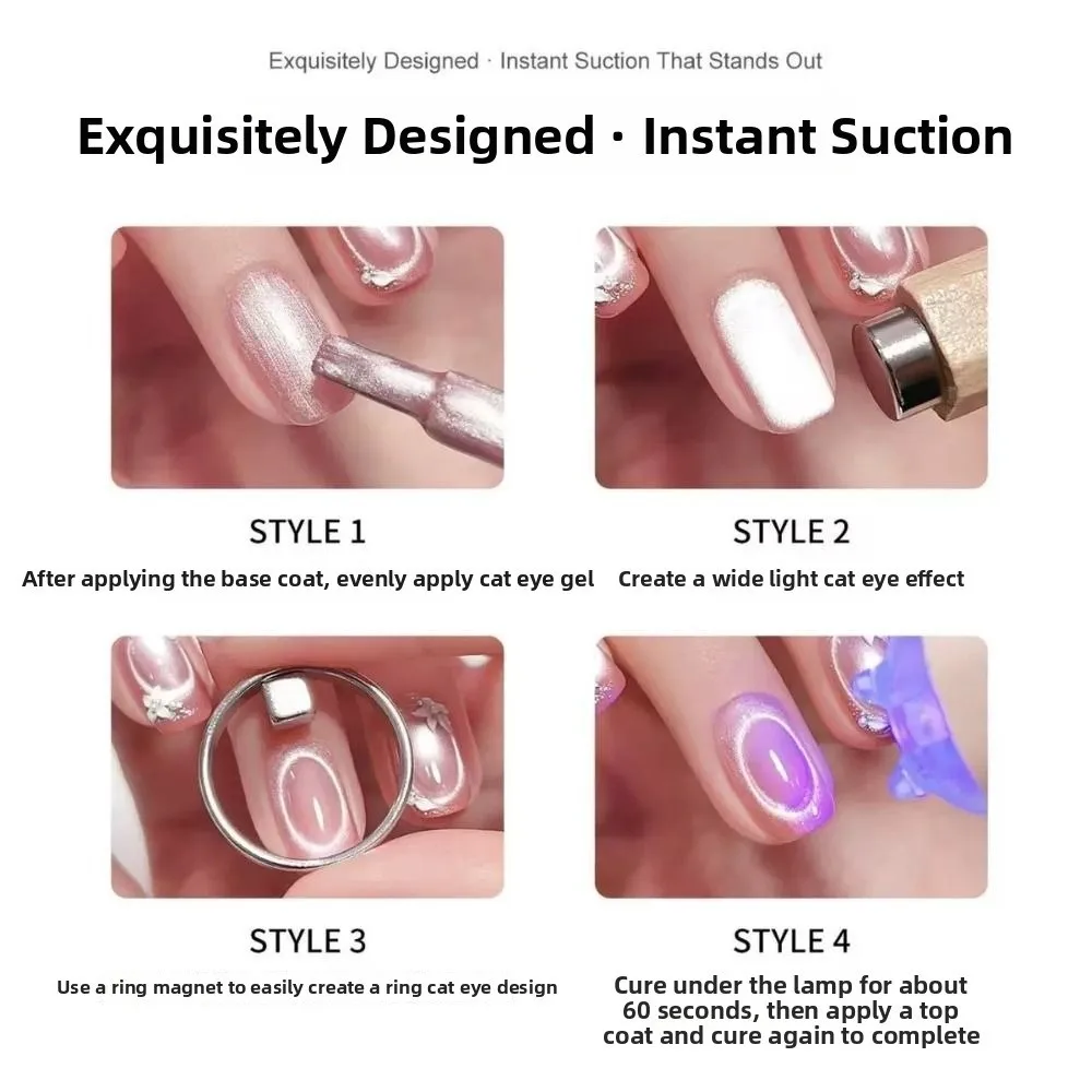 DIY Hollow Cat Eye Magnet Uniform Magnetic Force Strong Ring Shape Nail Art Accessory Multifunctional Nail Magnet Manicure Tool