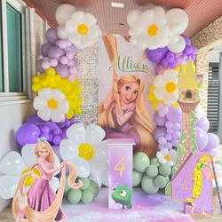 159szt Daisy Macaron Żółty Fioletowy Lateksowy Łuk Balonowy Zestaw Dziewczyna Dekoracja Urodzinowa Disney Roszpunka Przyjęcie Urodzinowe