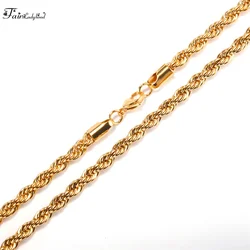 2/3/4/5/6mm Rope Chain Necklace Stainless Steel Never Fade Waterproof Choker Men Women Jewelry Gold Color Plated Chains Gift