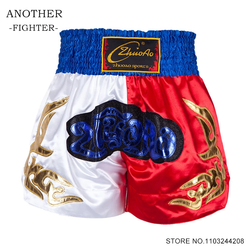 

Boxing Shorts Embroidery Muay Thai Shorts Men Women Kids Satin Martial Arts MMA Sanda Clothes Fight Kickboxing Grappling Shorts