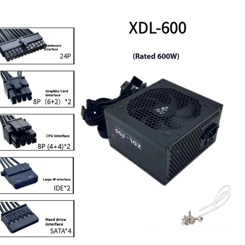 600W Mining PC Power Supply Computer Mining Double GPU Graphics 24Pin Power Supply For Gaming Servers Accessories 896C
