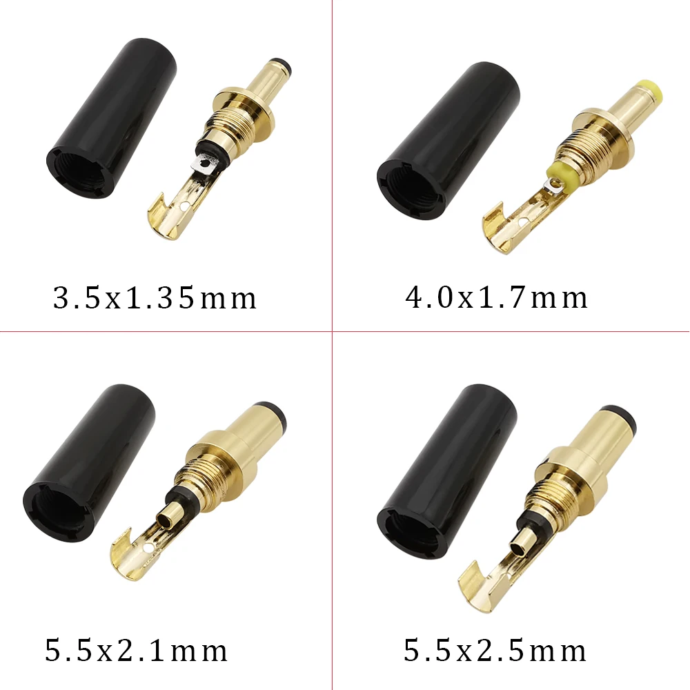 1/2/5Pcs Gold Plated DC Power Plug Connector 5.5x2.1mm/5.5x2.5mm 4.0x1.7mm / 3.5x1.35mm DC Male Plug DIY Welding Output Adapter