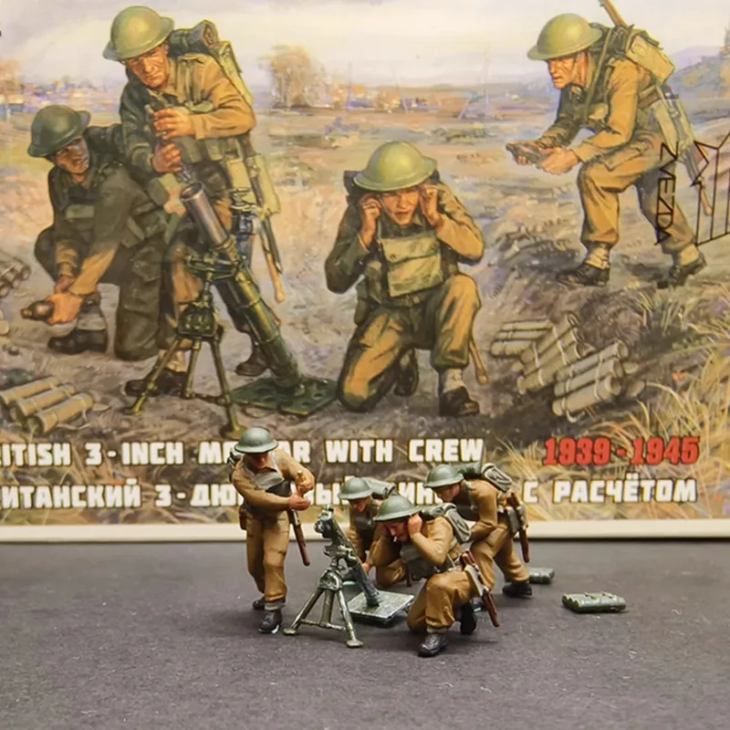 1/72 Scale 4pcs British Mortar Artillery Commander Soldiers Action Figure Model DIY Scene Accessory Collection Display Toys