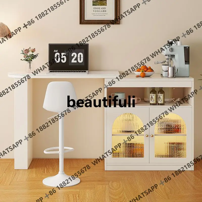 

Slate bar table Household living room island table Solid wood dining side cabinet Cream wind balcony partition cabinet