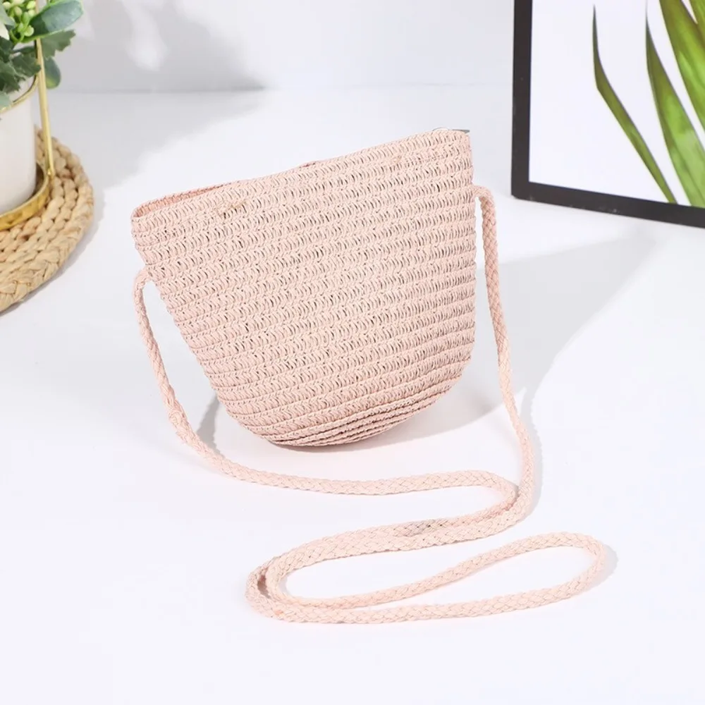 

new Shell Shape Straw Bag Handmade Straw Handbag Coin Purse Children
