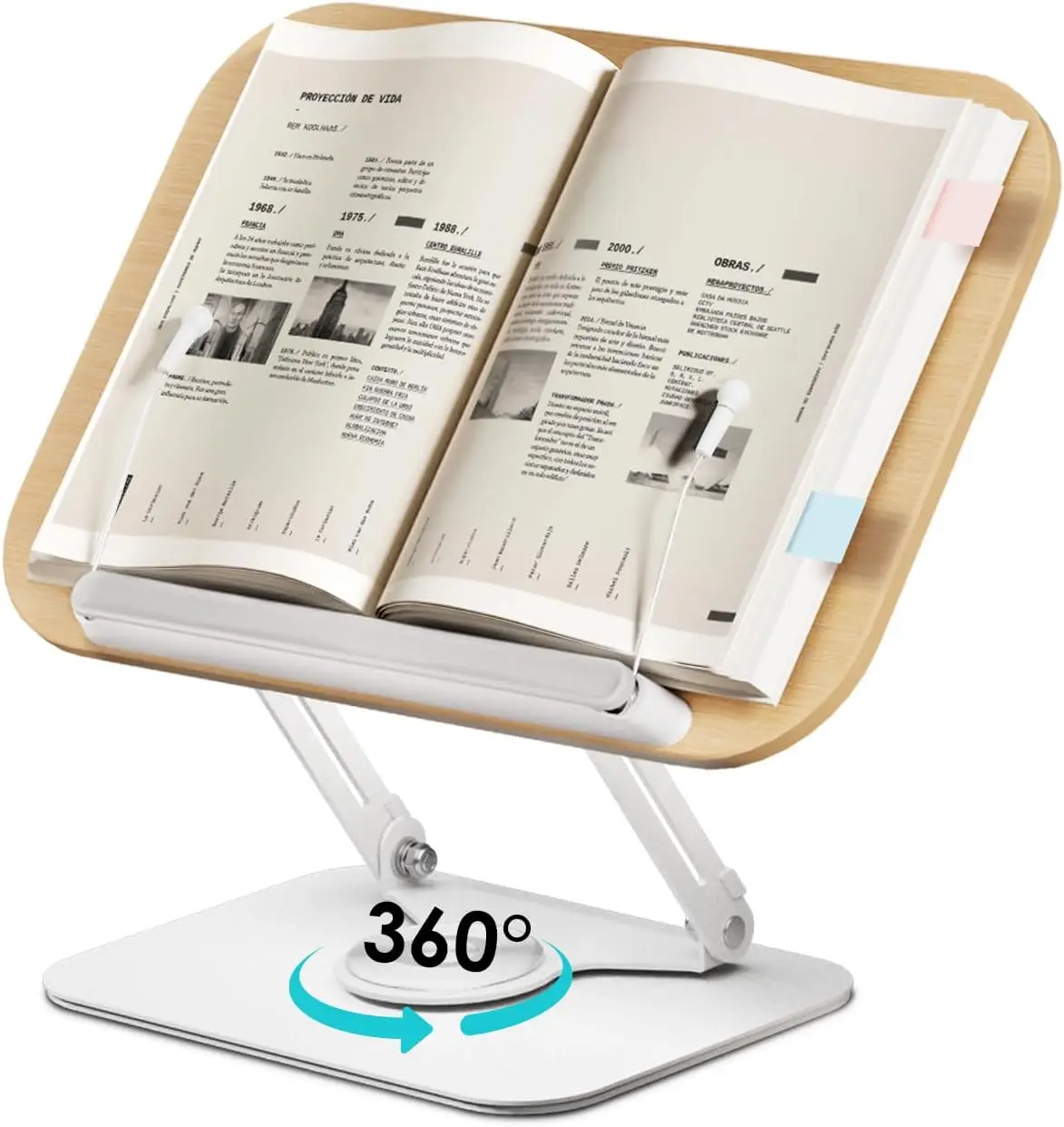 

Регулируемая подставка для книг с поворотом на 360 градусов ° Вращающаяся подставка, складная, портативная, для чтения, офиса, кухни, школы, Kindle, планшета
