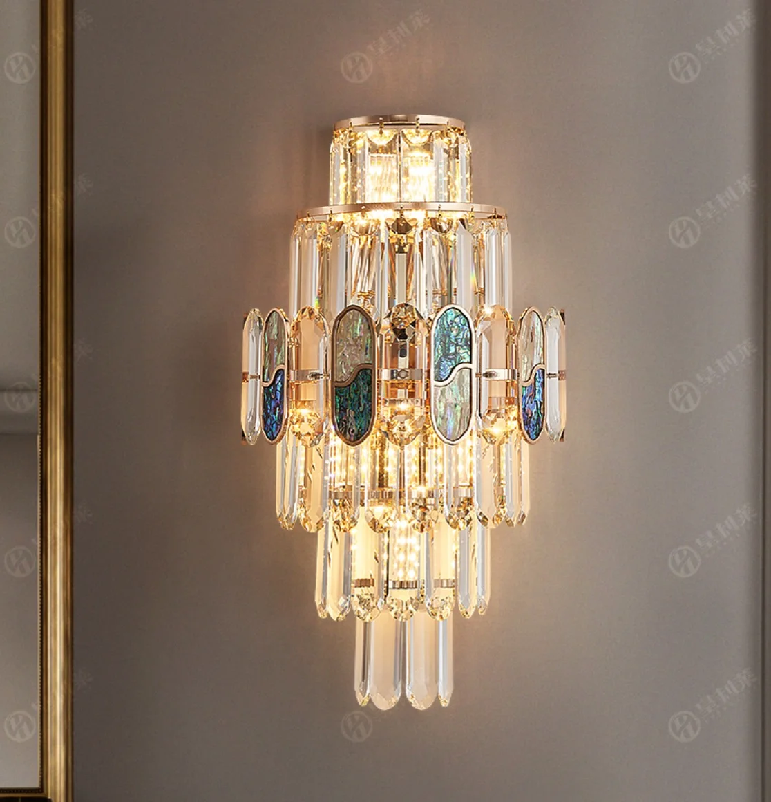 

Crystal lamp Living room background wall decorative light Creative bedroom bedside lamp