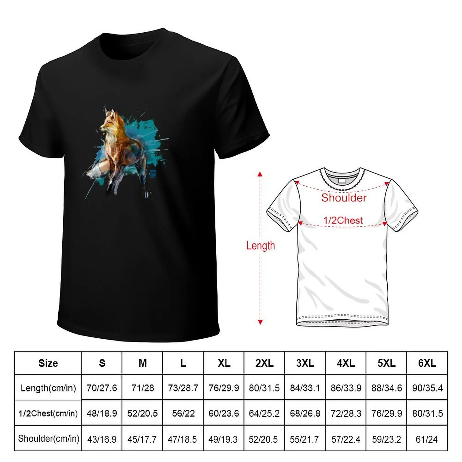 fox colored sketch psdelux T-Shirt vintage man clothes men clothing