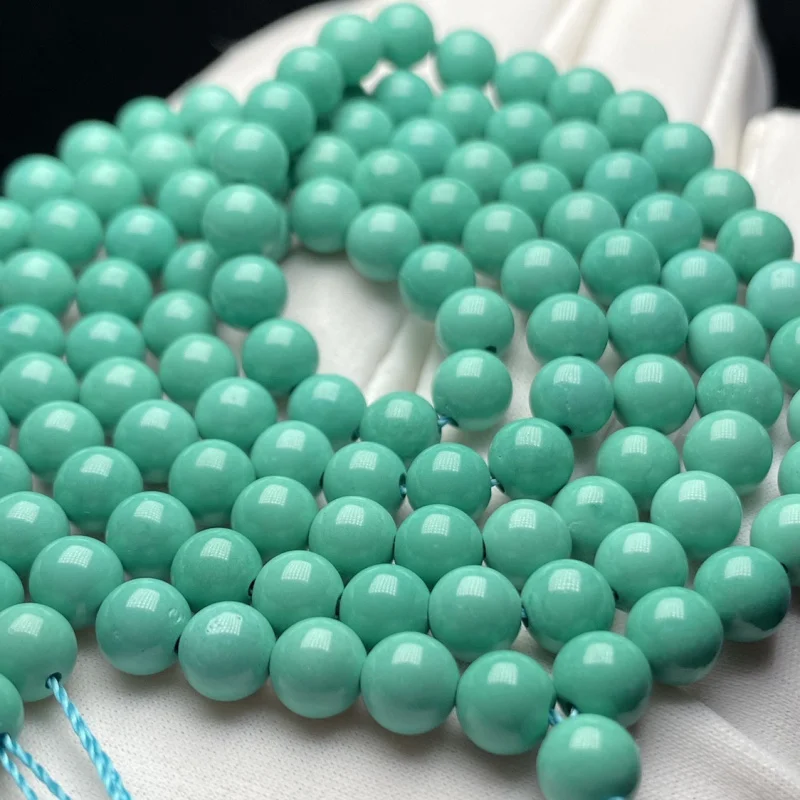 High Porcelain 5mm Yajiaoshan Material Turquoise Round Bead Necklace 108 Buddha Bracelet Loose Beads Accessories