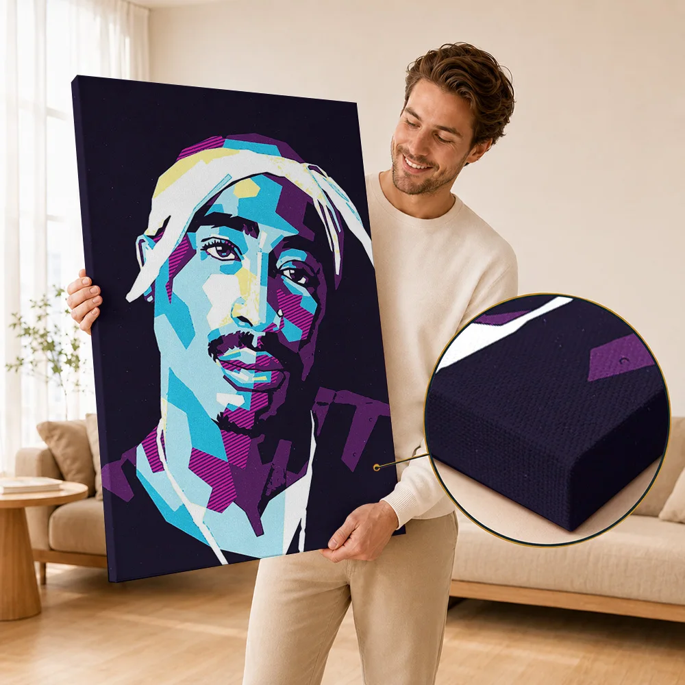 Tupac Shakur Framed Canvas Poster Personalized Photo Urban Hip Hop Tribute Style Wall Paintings Decoration For Bedroom Fan Gift