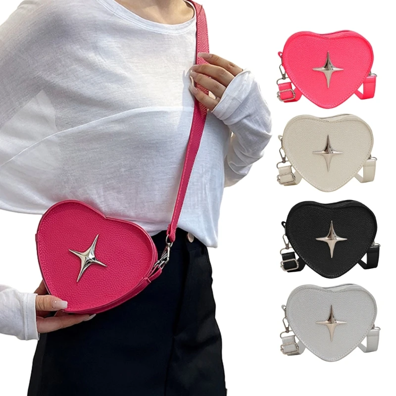 

Women Small Heart Shape Crossbody Phone Bag Solid Color PU Leather Shoulder Bag Female Daily Casual All-match Messenger Handbag