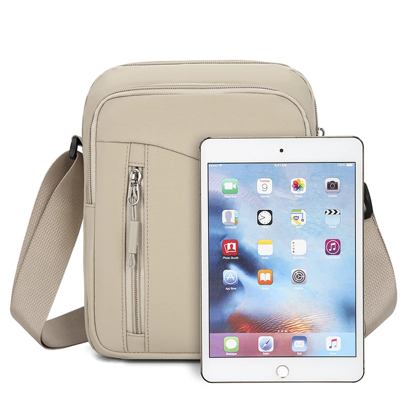 Herren-Umhängetasche aus Nylon, lässige Pendler-Outdoor-Mode-Schultertasche, wasserdichter Rucksack im Street-Style, einfarbig – Detail 12