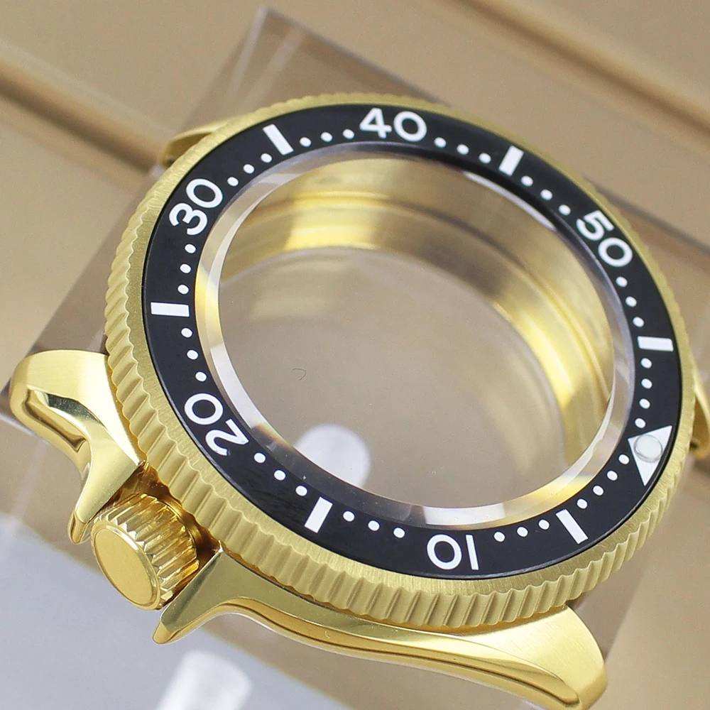 

Fashion Waterproof 38mm Gold Watch Case Sapphire Glass For SKX013 Seiko NH34 NH35 NH36/38 Movement High Quality Waterproof Parts
