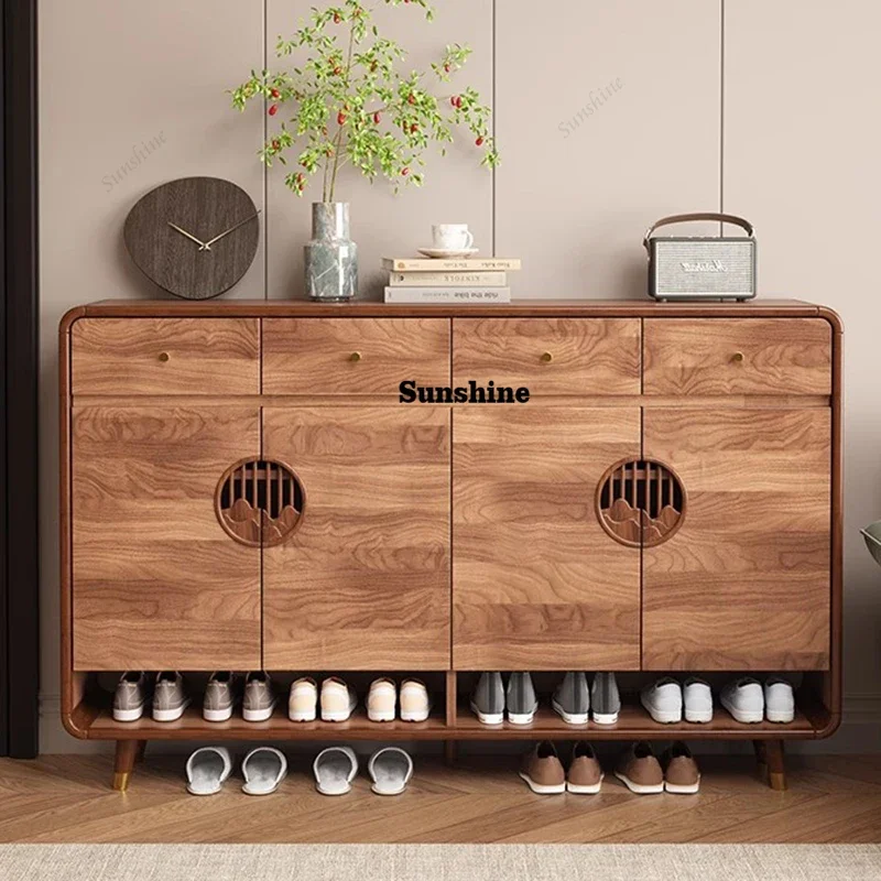 

Vertical Slippers Shoe Cabinet Organizer Storage Mobile Display Luxury Shoe Shelf Box Wooden Zapatero Home Furniture FT