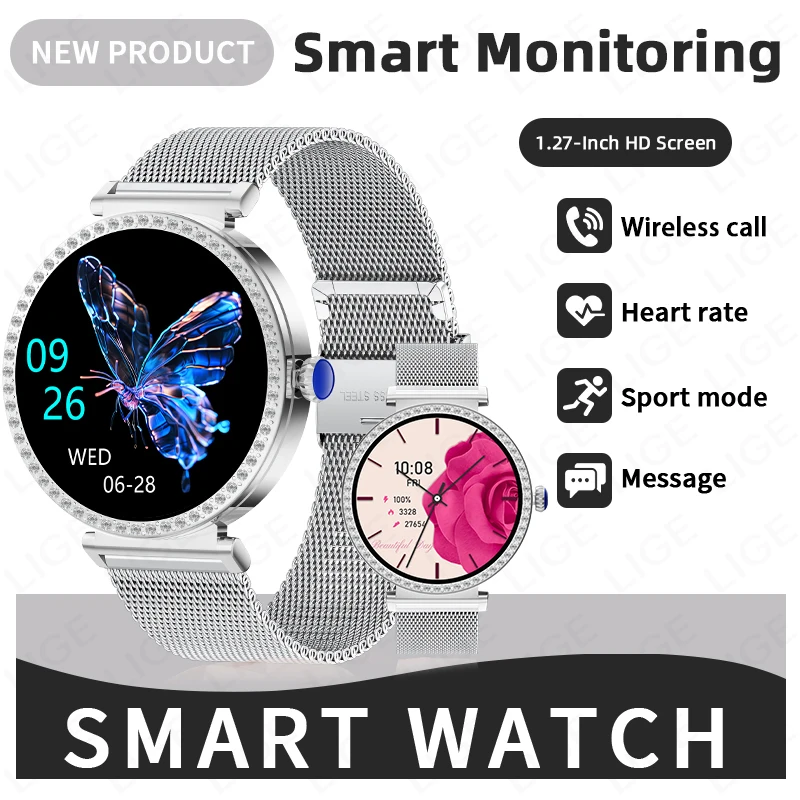 

LIGE New Sport Fitness Waterproof Smart Watch Women Built-in GPS Women's Health Monitor Watches Bluetooth Call Ladies Smartwatch