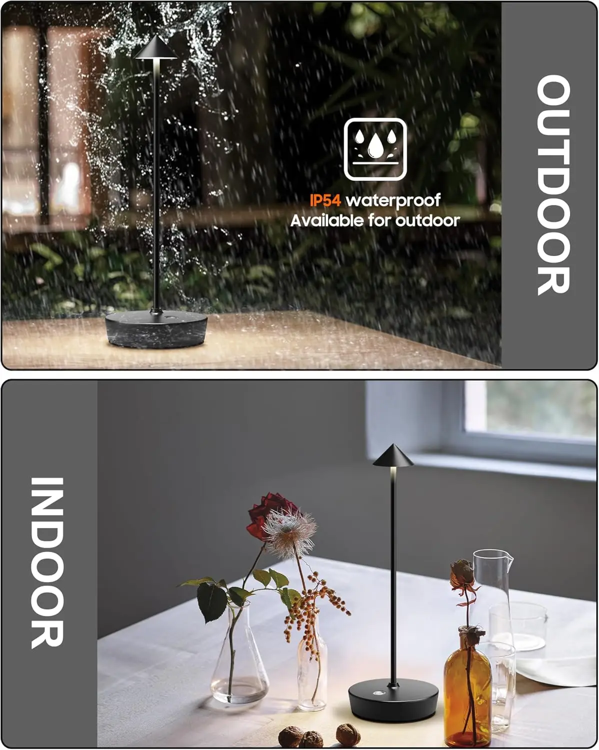 Rechargeable Cordless LED Desk Lamp, 6000mAh Battery, Waterproof Touch Dimmable Light for Indoor Outdoor Use