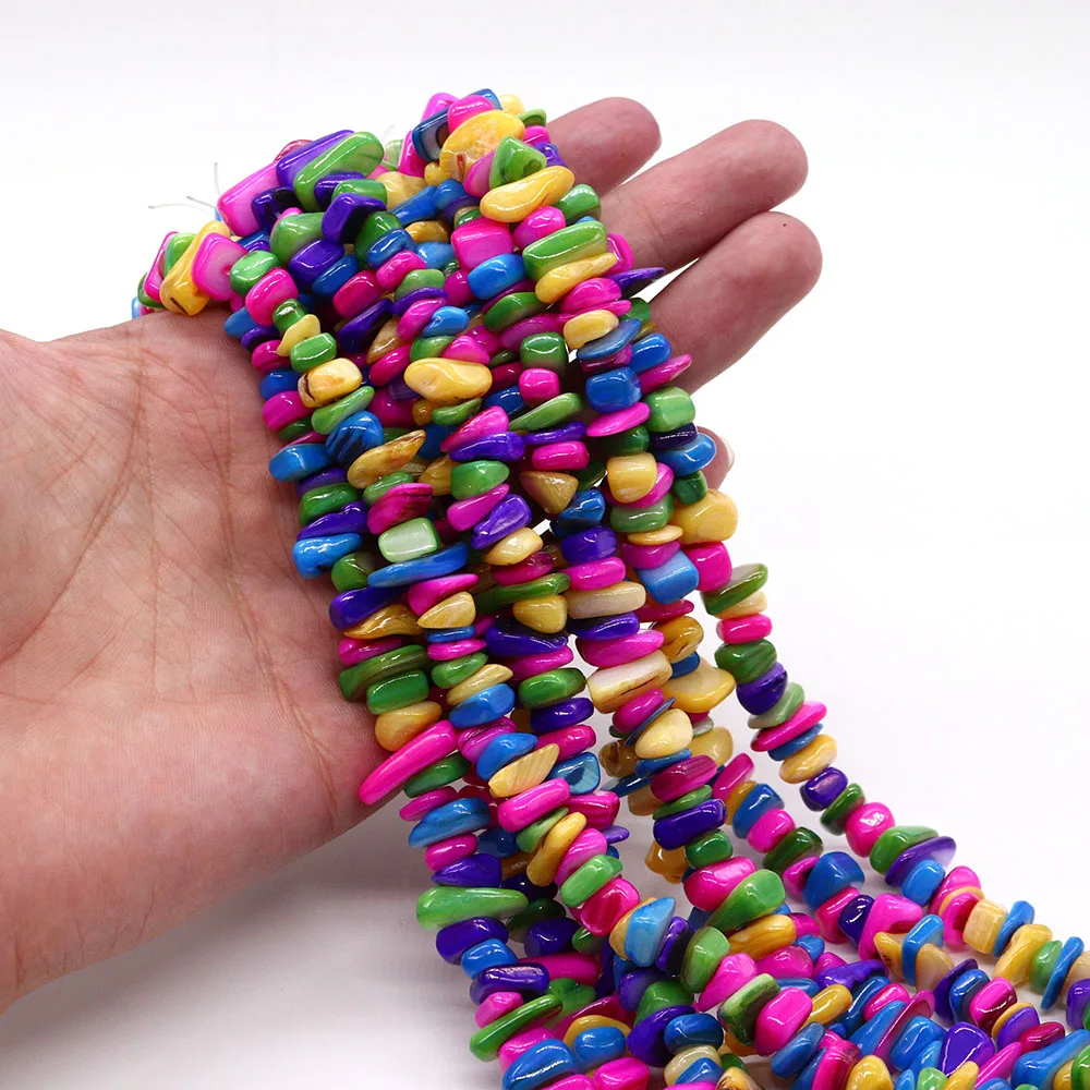 

10-15mm Natural Freshwater Shell Irregular Dyed Straight-hole Loose Bead 1strand For Handmade Fashion Necklace Bracelet Jewelry