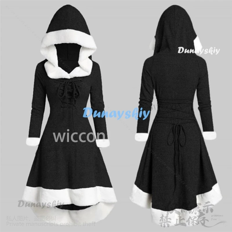 2024 Anime Abiti natalizi Inverno Furcollar Lolita Abbigliamento sexy Abito caldo con cappuccio per la festa di Halloween Cosplay Ragazze personalizzate