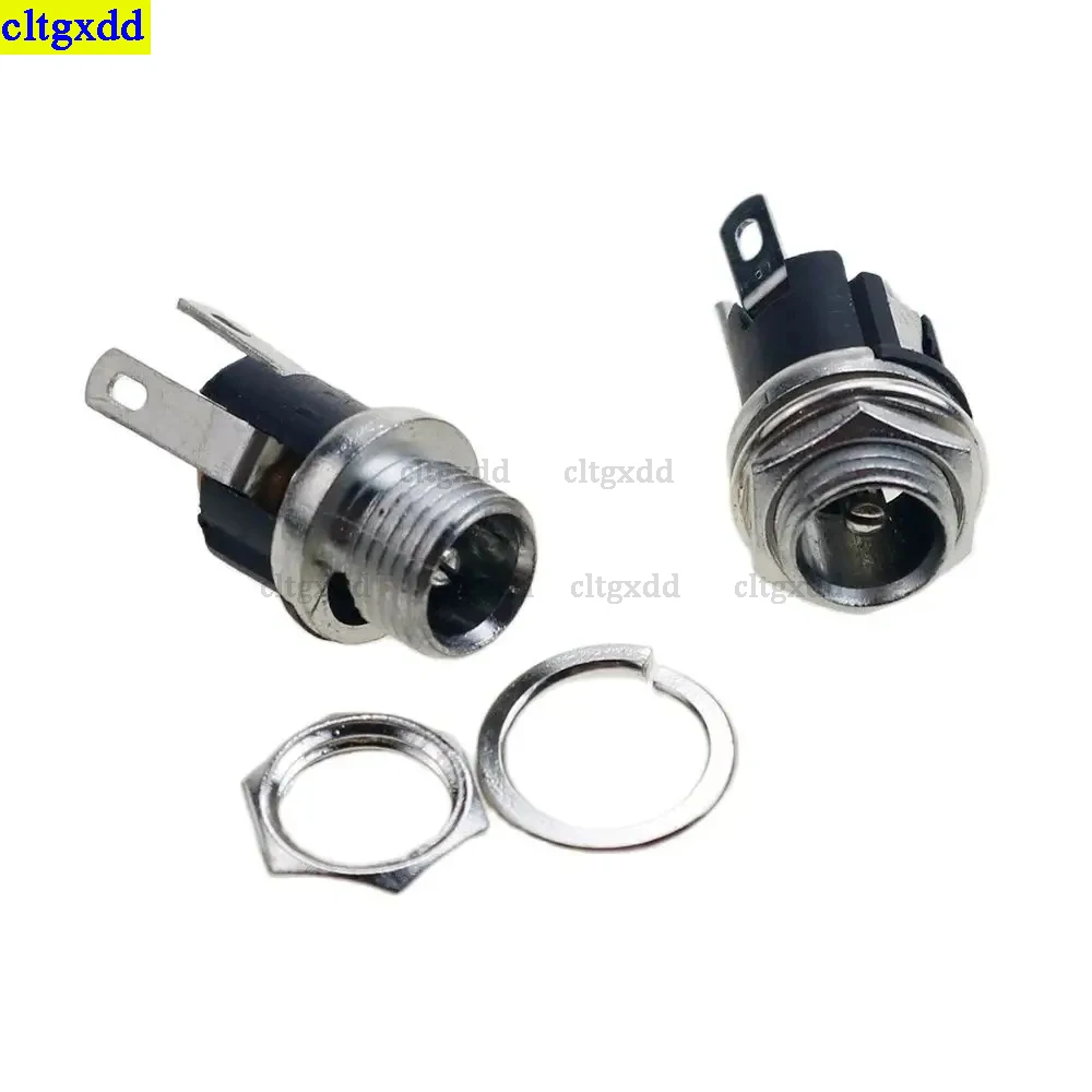 Cltgxdd 10piece 5.5mm*2.1mm DC socket with nut DC power socket, female panel installation connector 5.5mmx2.1mm