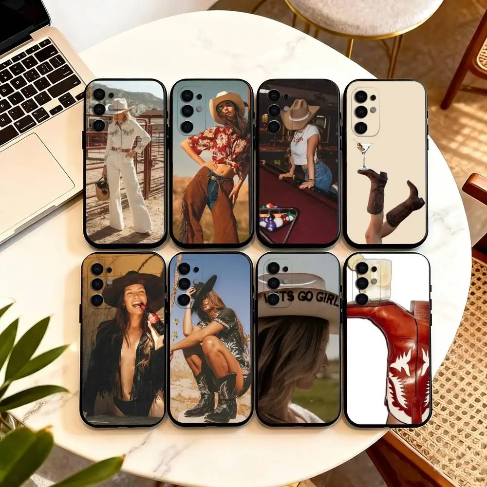 Fashion Retro Western Cowboy  Phone Case For Samsung S25,S24,S21,S22,S23,S30,Ultra,S20,Plus,Fe,Soft Silicone Black Cover