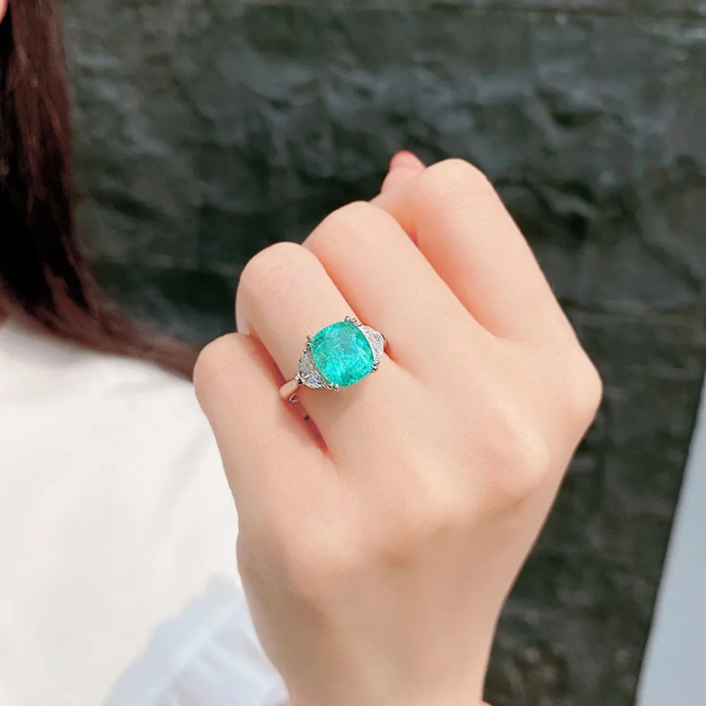 Modischer 925 Sterling Silber Parairaiba Eleganter Minimalistischer Offener Ring für Damen – Detail 13