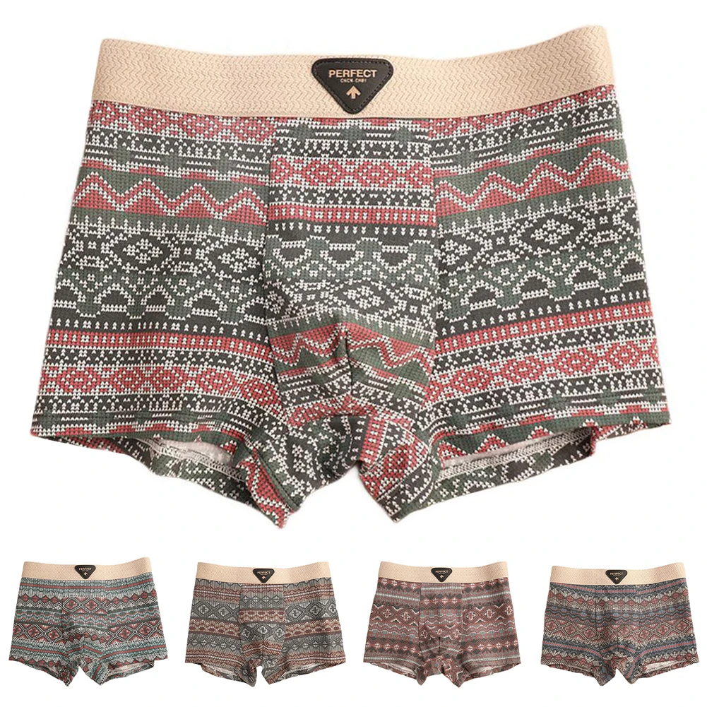 

Men Print Soft Boxer Shorts Breathable Pouch Mne's Panties Underwear Comfortable Boxer Trunks Underpants