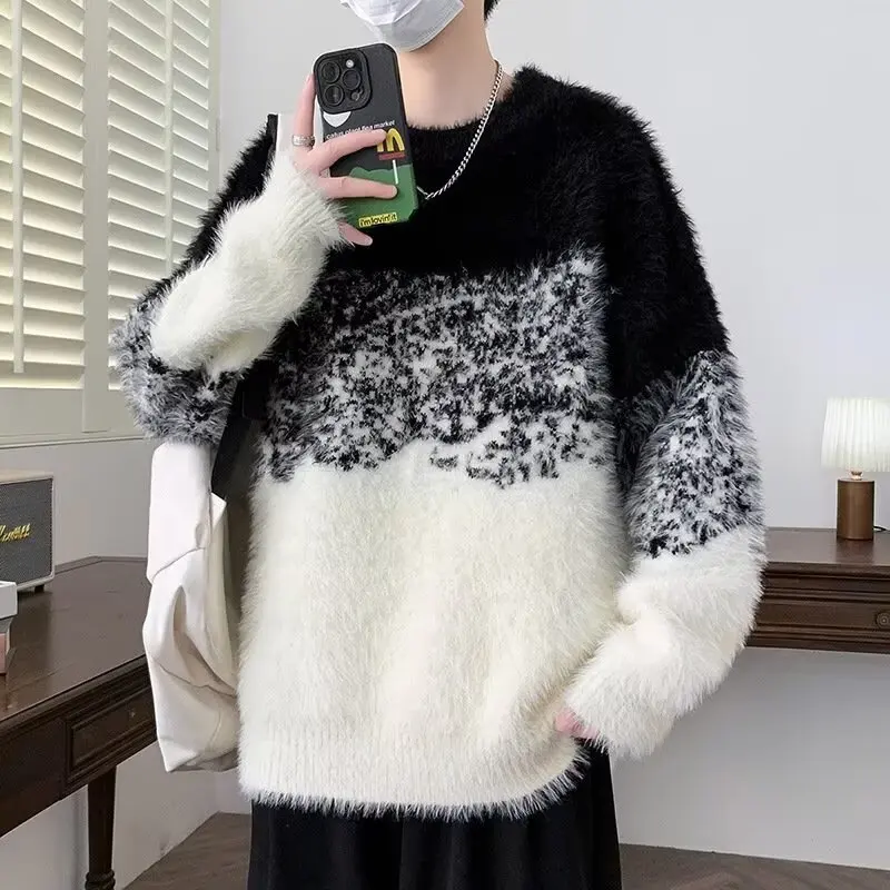 

Мужской вязаный свитер, круглый Ne Long Sve, осень-зима, модный повседневный базовый цвет, блузка, трикотаж, мягкое полиэфирное волокно