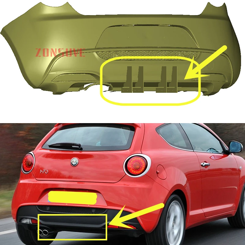 For Alfa Romeo Mito 2009-2015 Year Rear Diffuser Bumper Lips Protector Spoiler Splitter Car Styling Body Kit Accessories