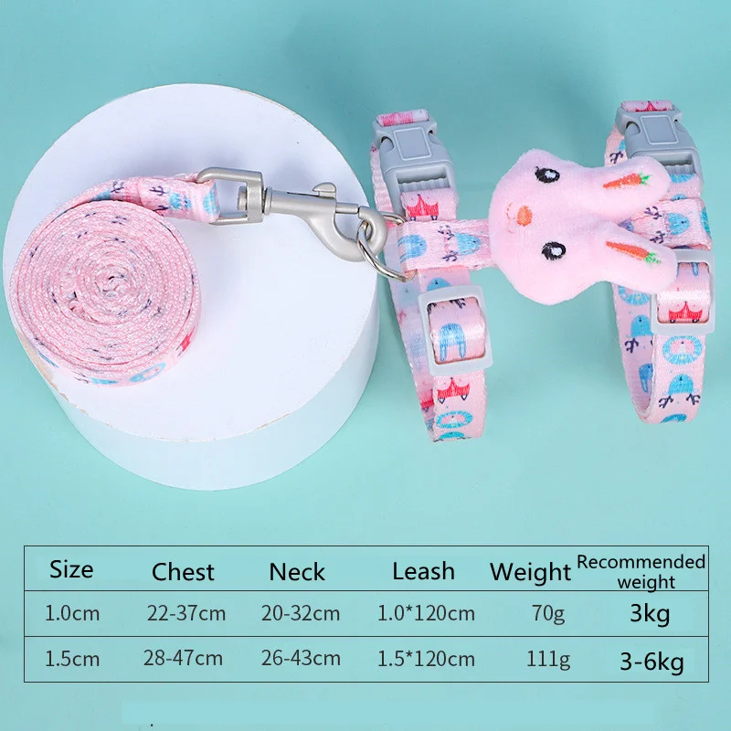 

Регулируемый поводок для кошек с прочным жилетом, мультяшный дизайн, для прогулок на улице, многоразовый ремень, страховочный трос