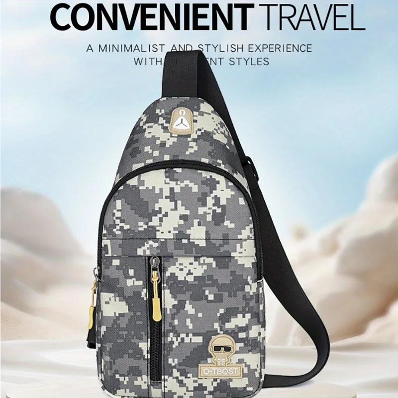 حقيبة صدر للرجال قابلة للتعديل - حقيبة كروس من قماش أكسفورد لتسلق الجبال وركوب الدراجات