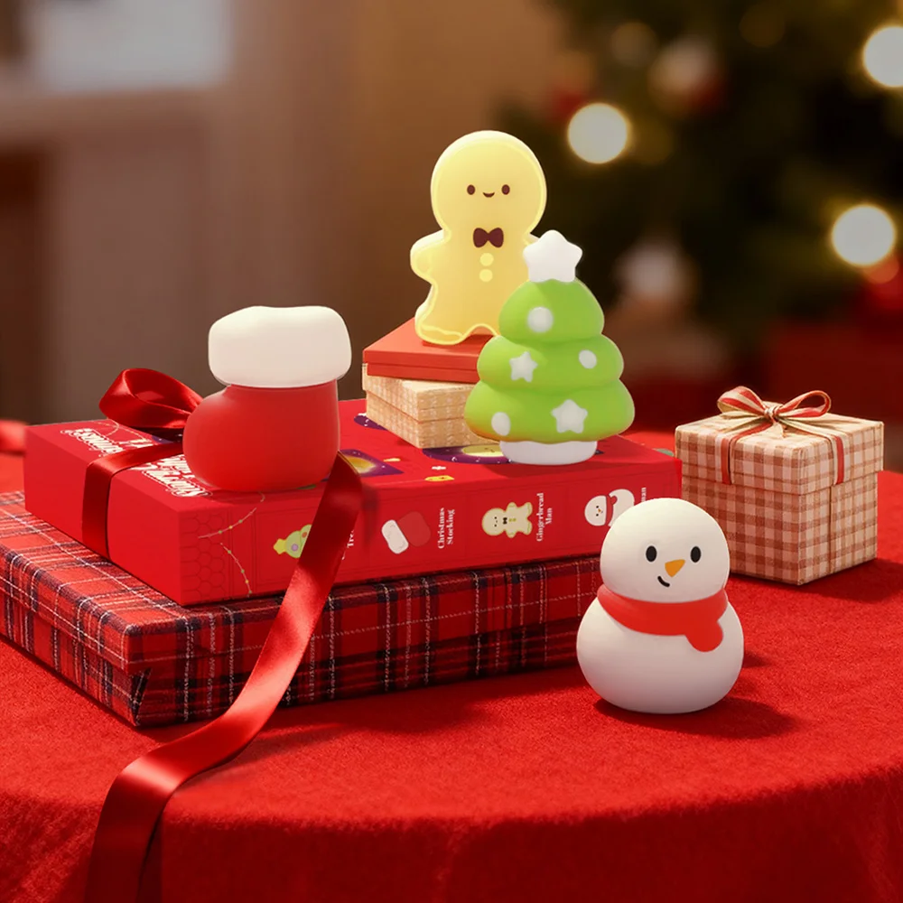 Christmas Gift 4pcs Magnetic Night Light Fridge Magnet Home Room Decoration Fridge Sticker Nightlight Xmas Gifts Box for Friends