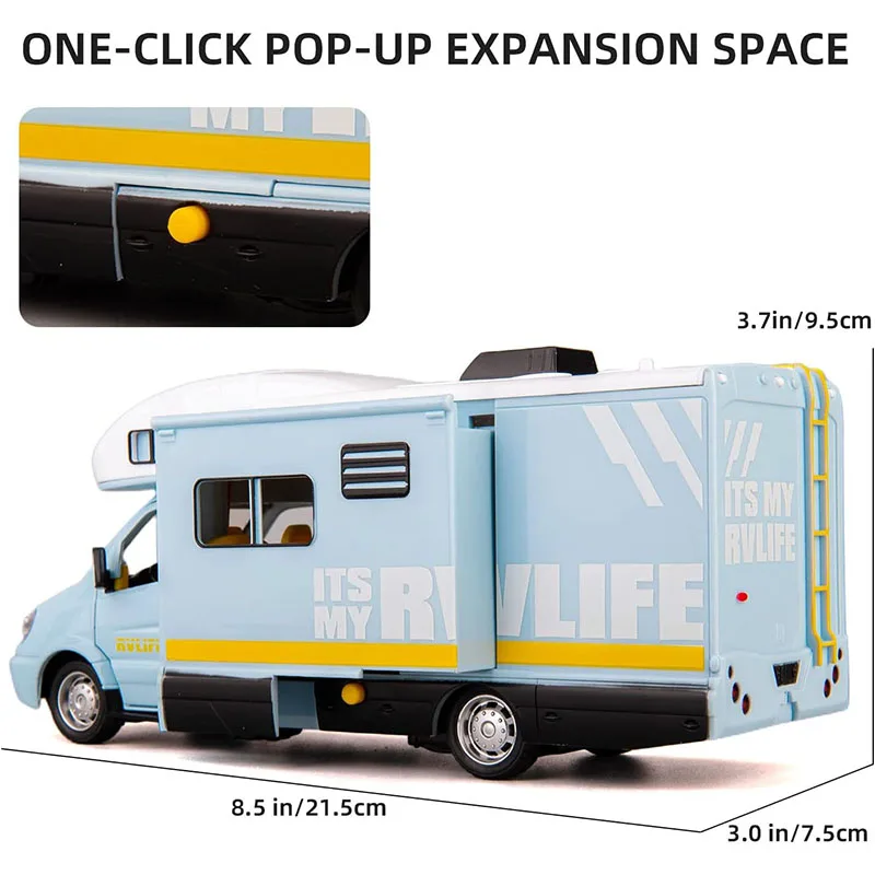 Toy Camper RV Wohnmobil Spielzeug für Jungen Mädchen Diecast Metall Fahrzeug Rollenspiel Zurückziehen Modellauto