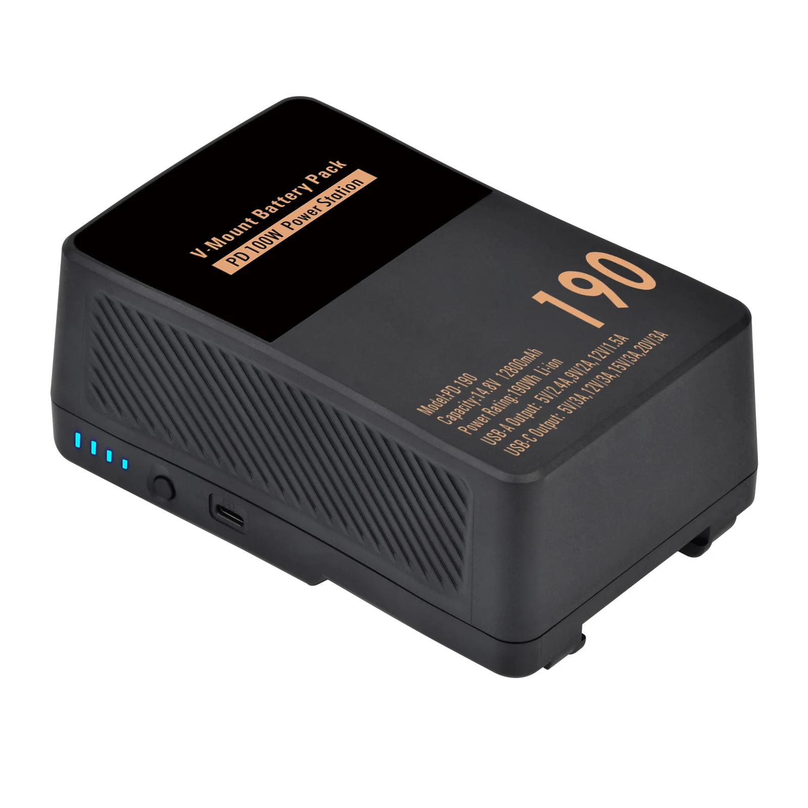 Rechargeable V Mount V-Lock Battery 12800mAh 190Wh With PD100W Quick Charge Cable For Sony Broadcast Viewfinders & Monitors