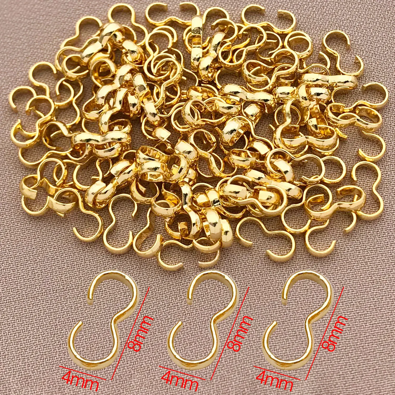 

Mix 10/20pcs 18K Copper Plated Genuine Golden Thick Silvery Open 3-Character Buckle, DIY Bracelet Jewelry Making Accessories